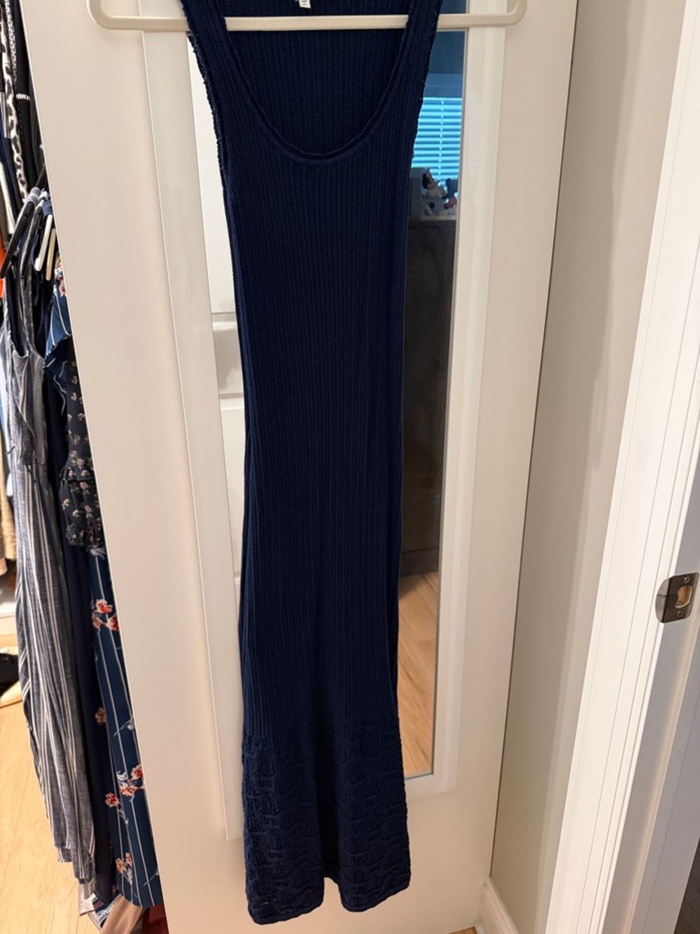 Heartloom Navy Ribbed Midi Dress